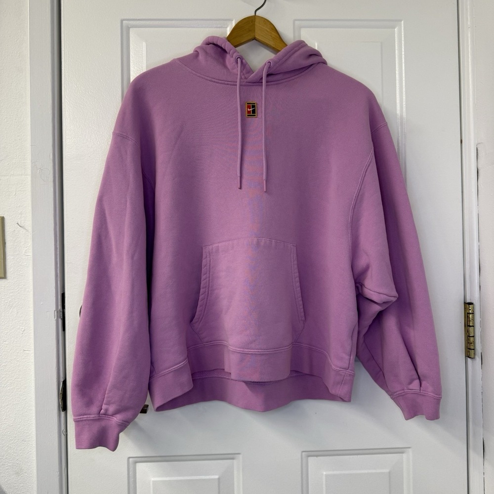 Nike‎ Court Heritage Hoodie Tennis Oversized Crop Pink Lavender Women's Medium